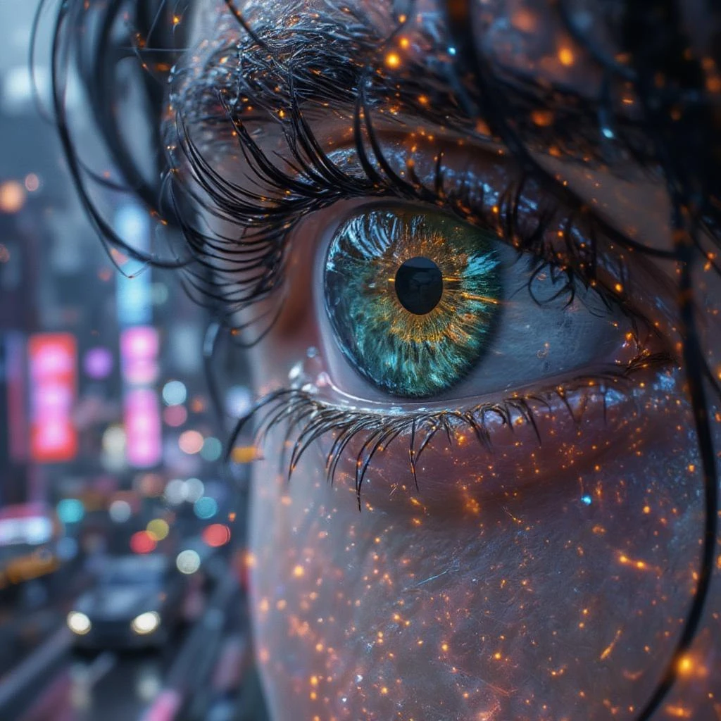 Cyberpunk Eye City Exposure