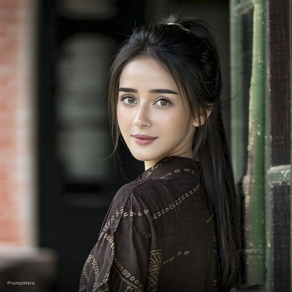 Ponytail Woman Batik Portrait