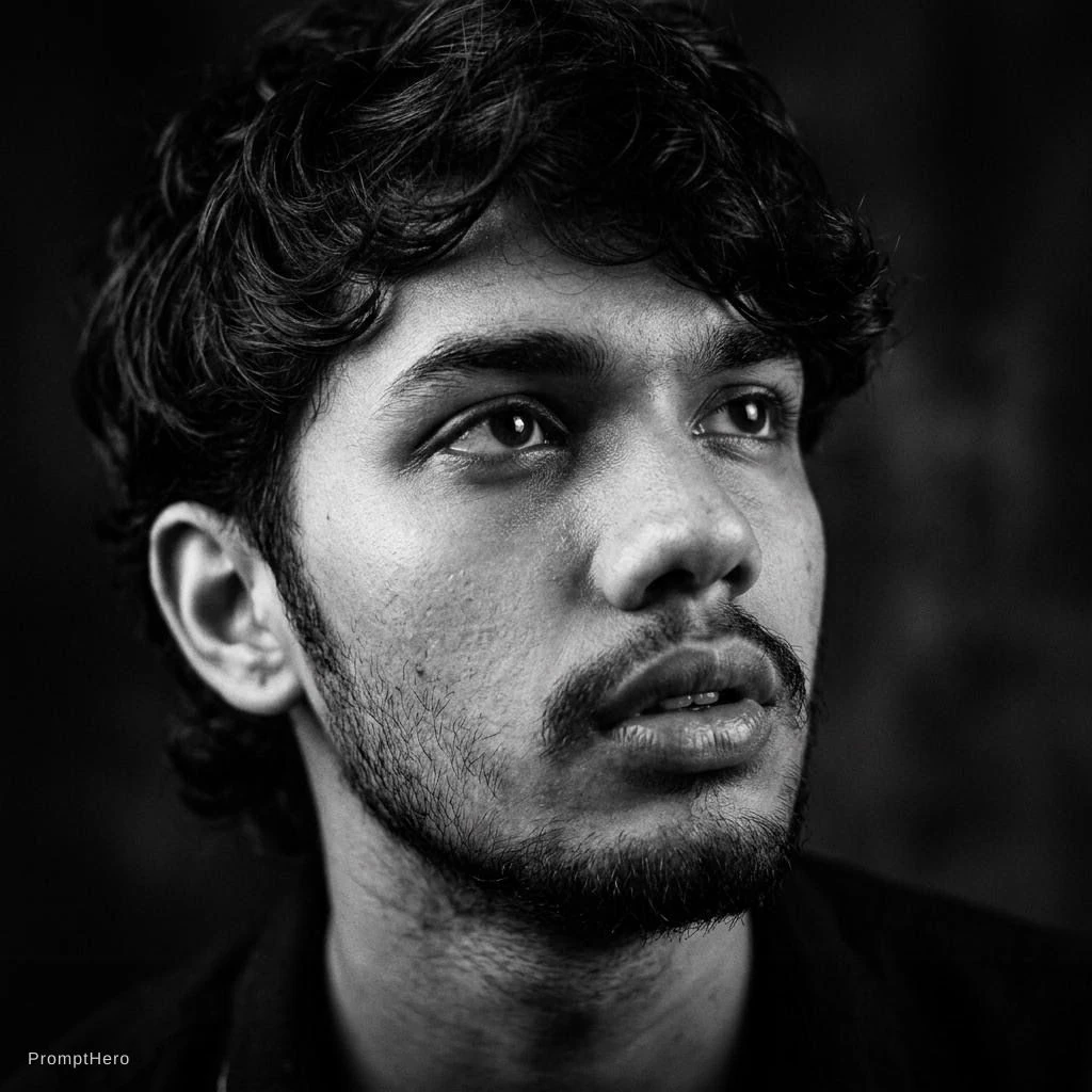 Man Chiaroscuro Pensive Portrait