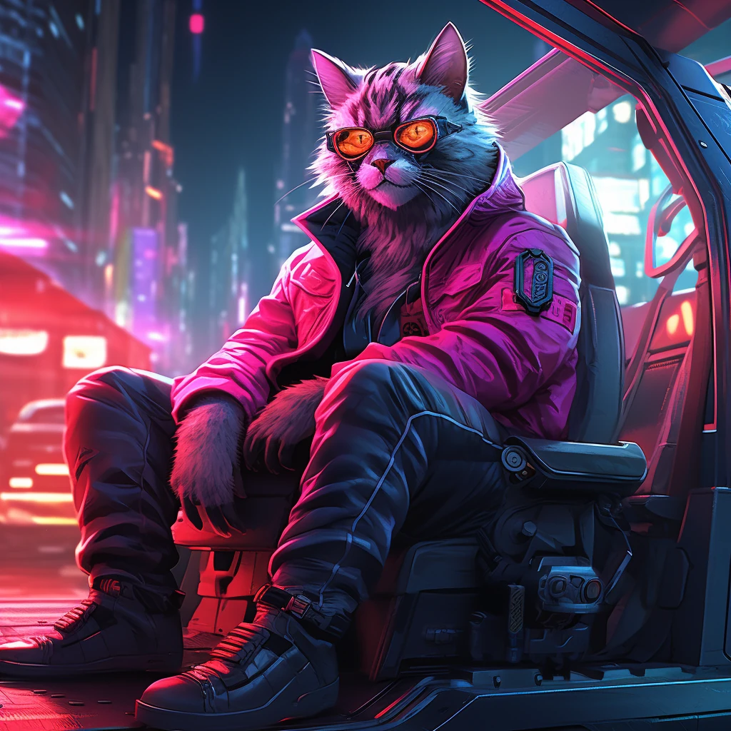 Cyberpunk Cat Neon