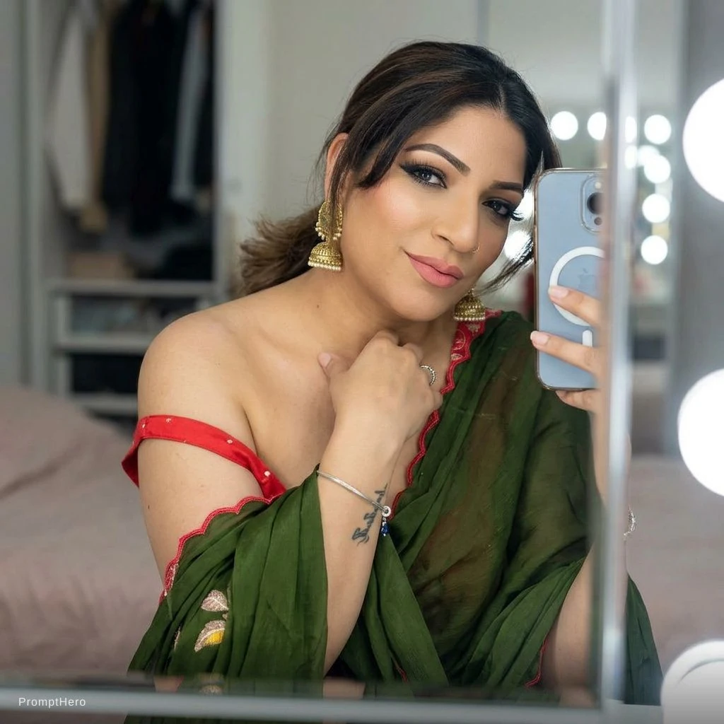 Woman Off-Shoulder Selfie Mirror