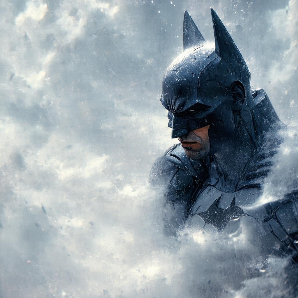 Futuristic Batman in Monochrome Cinematic Shadow