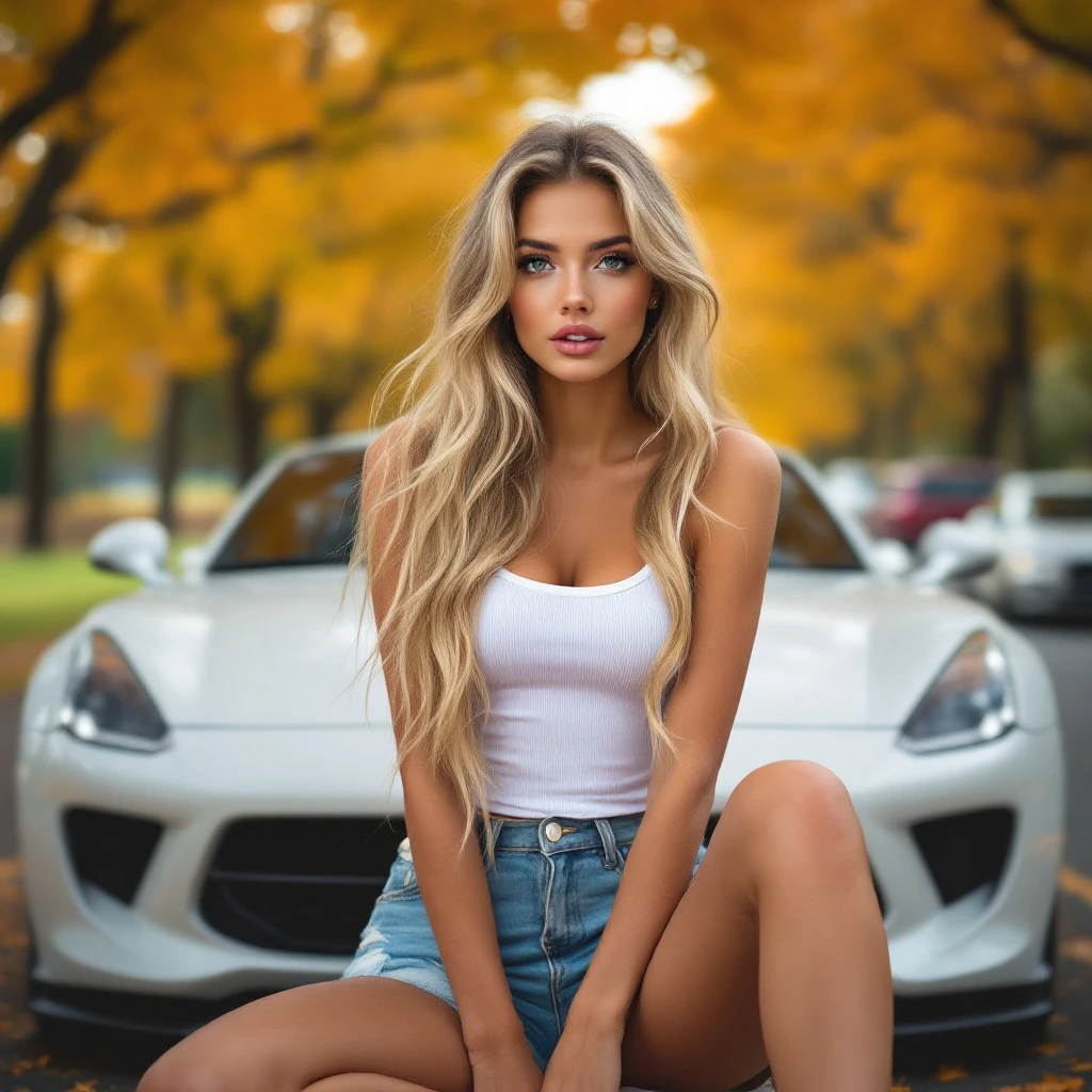 Blonde Woman Sports Car