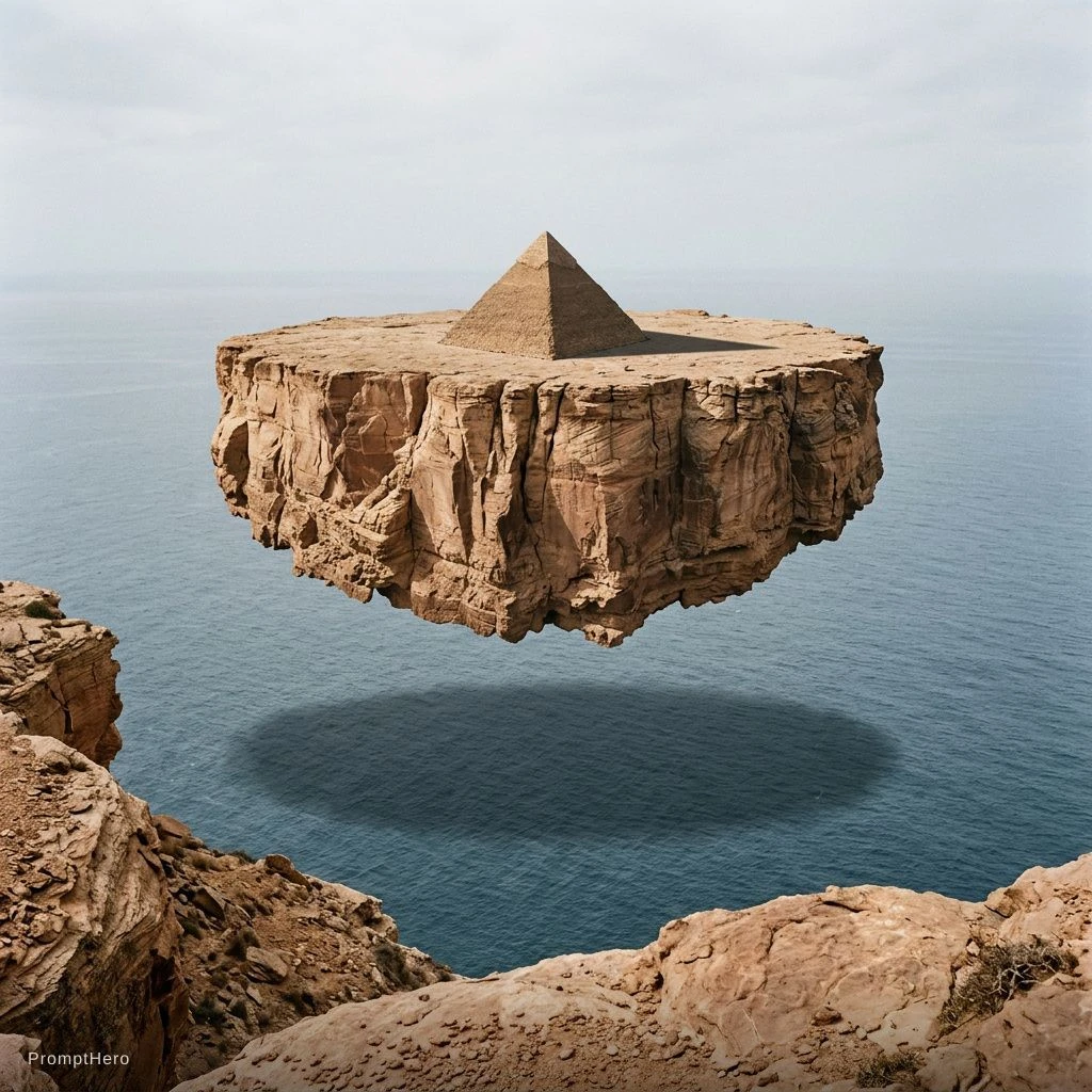 Floating Pyramid Ocean Landscape