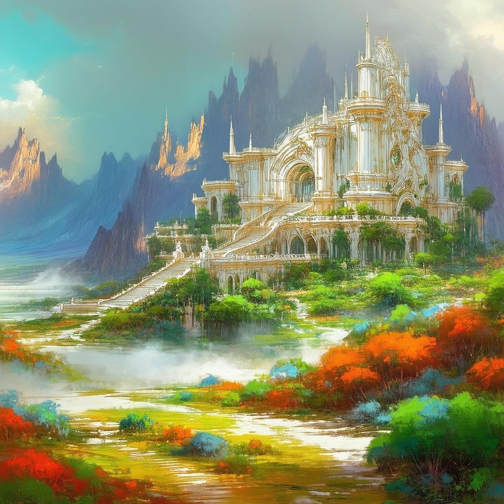 Impressionist Mechas Guarding a Baroque Alien Palace