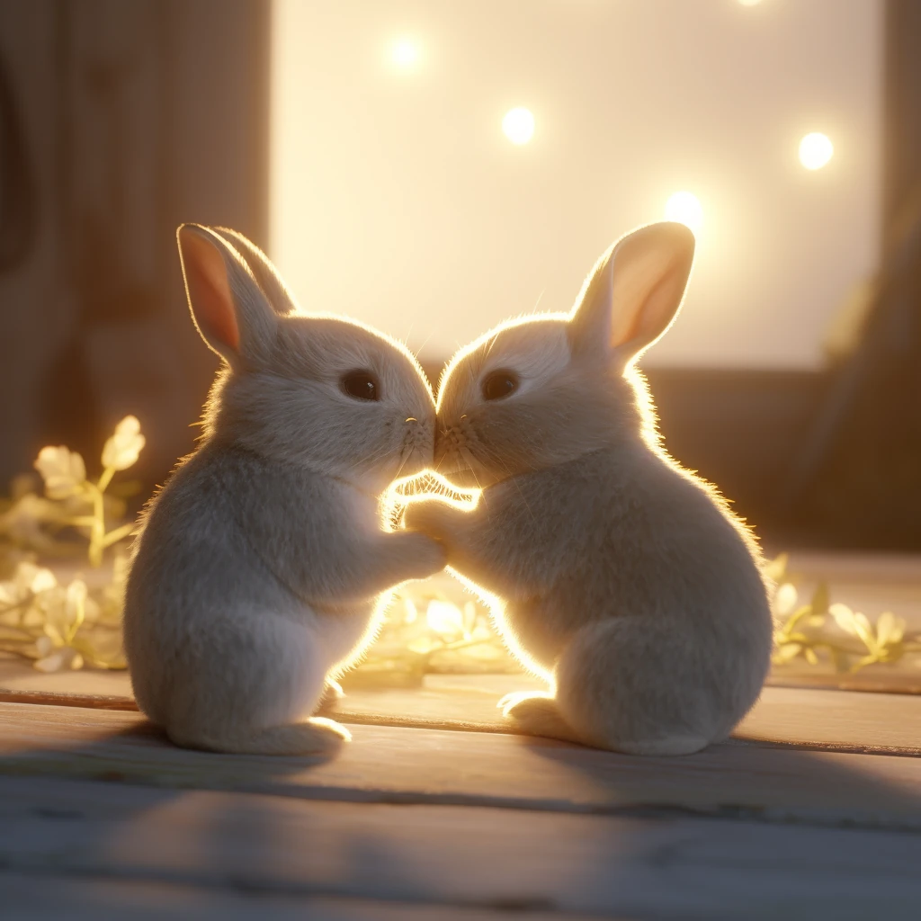 Bunnies kissing