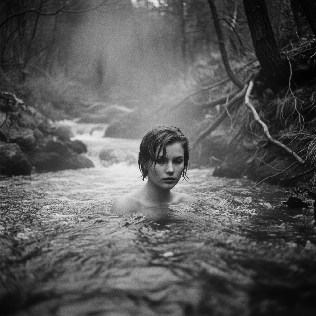 Woman Hot Spring River