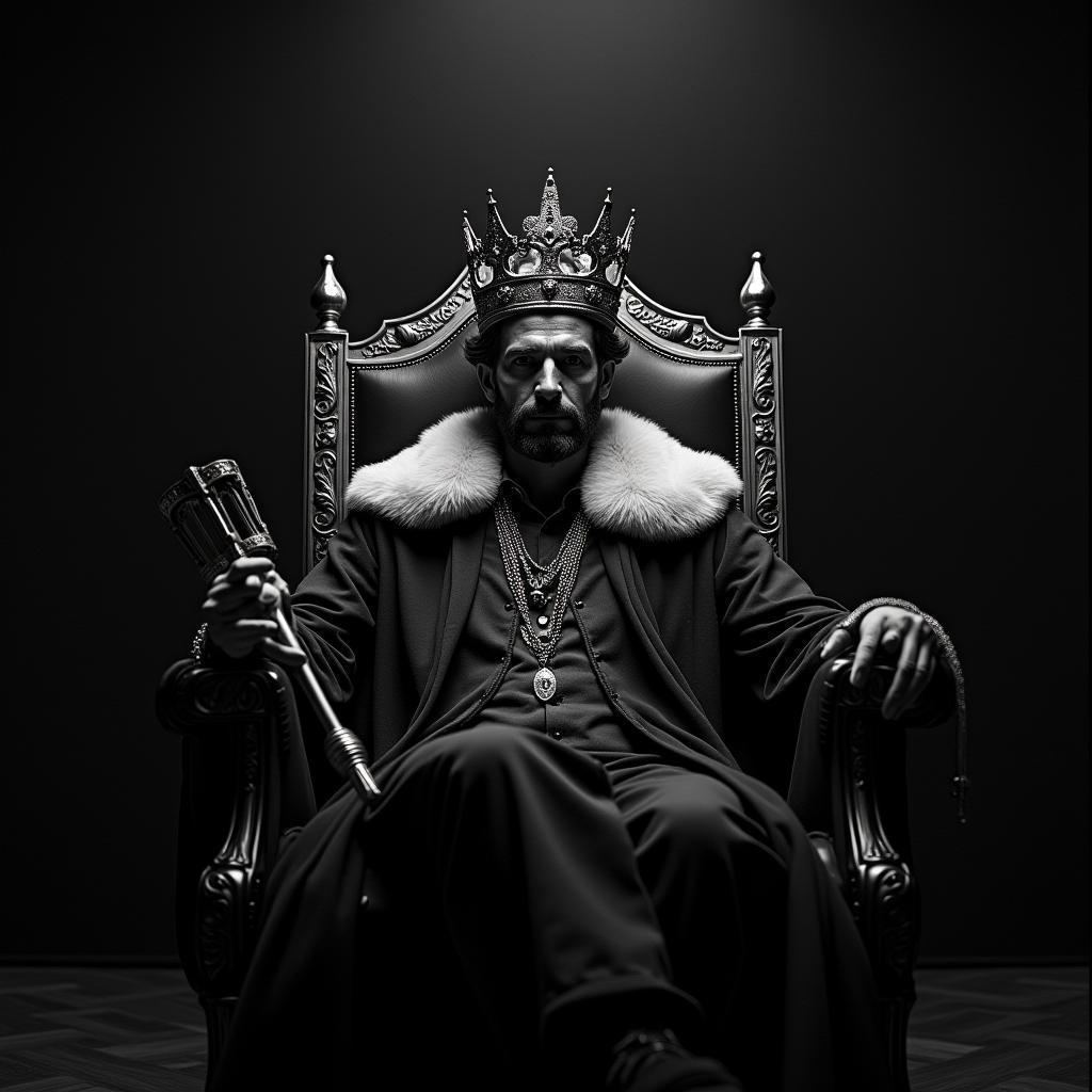 Enthroned King in Grainy HP5 Monochrome