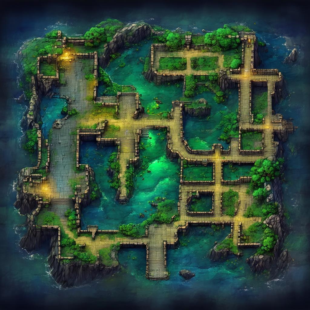 Full Color Fantasy Dungeon Map for Adventurers