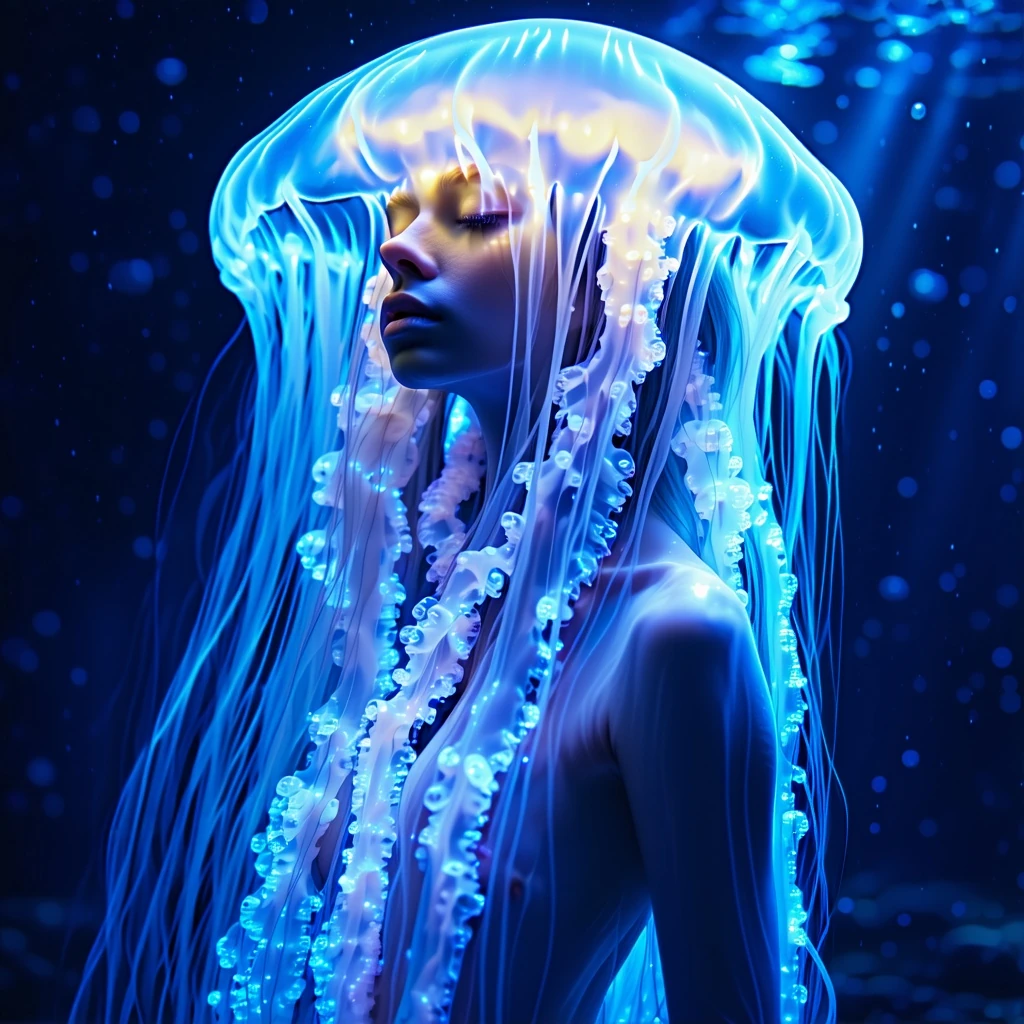 Bioluminescent Jellyfish Woman Ocean