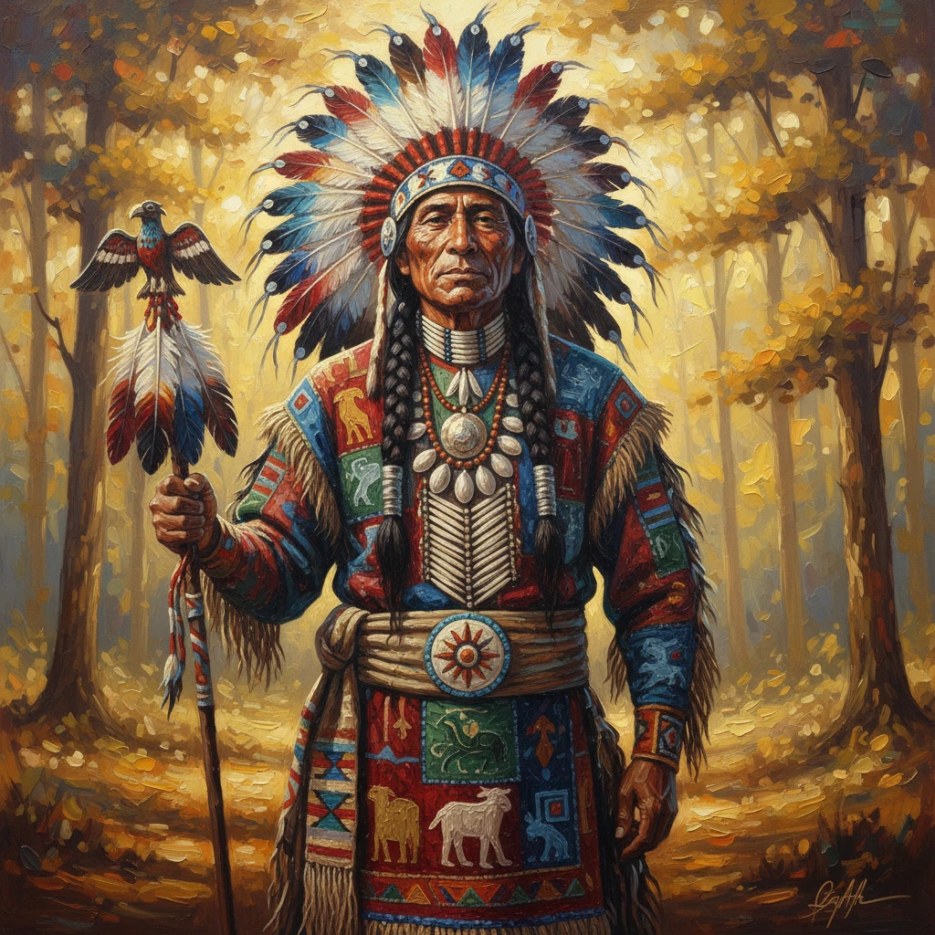 Choctaw Chief Ceremonial Attire Portrait