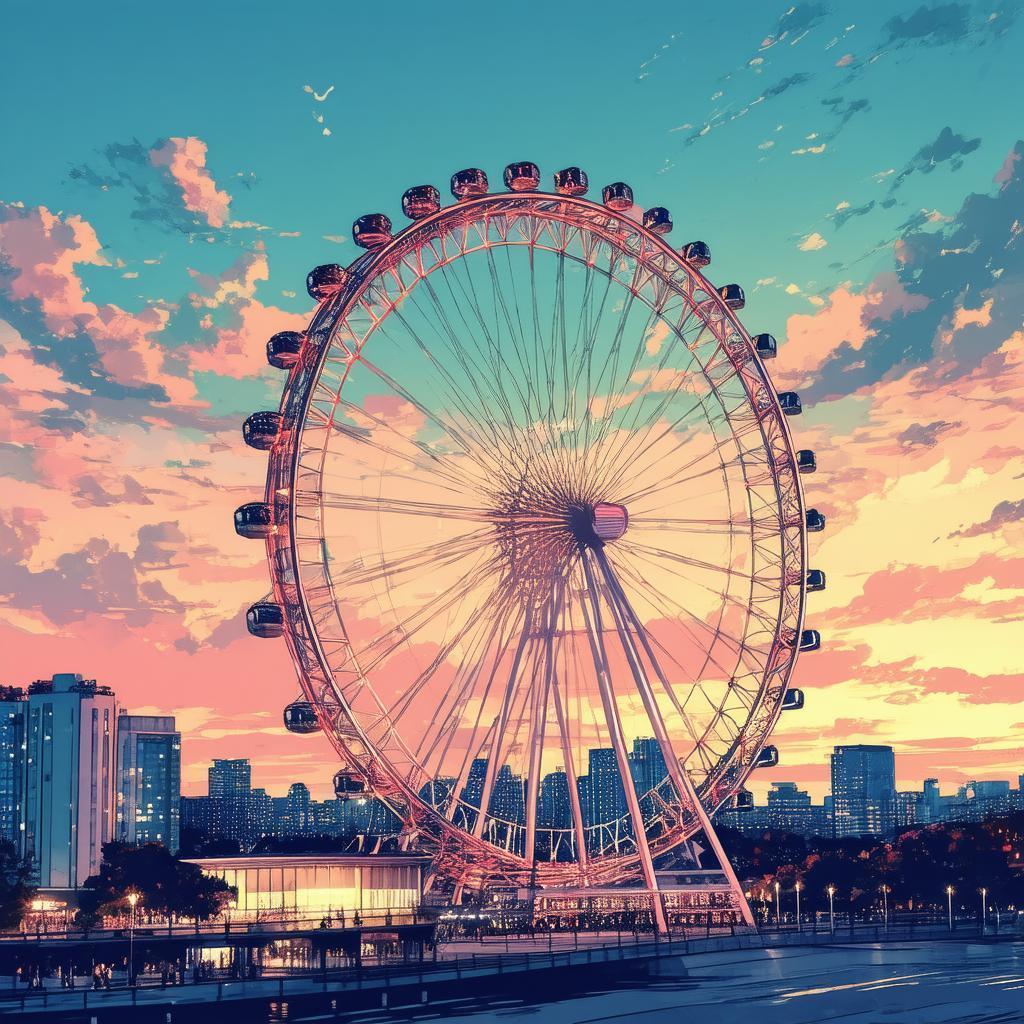 Millennium Wheel at Dusk in Bold Manga
