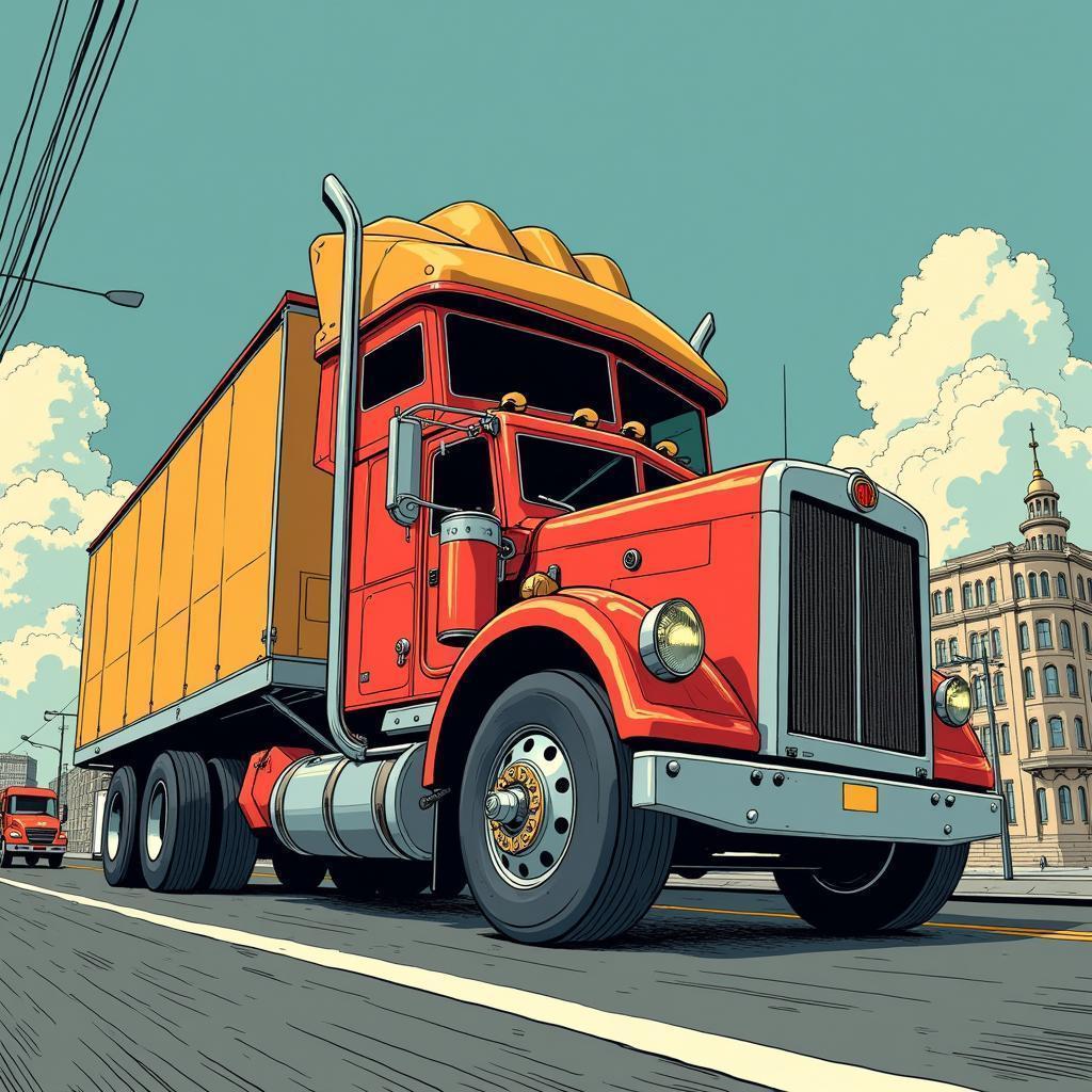 McDonald's Semitruck Speeding Through Future Manga City