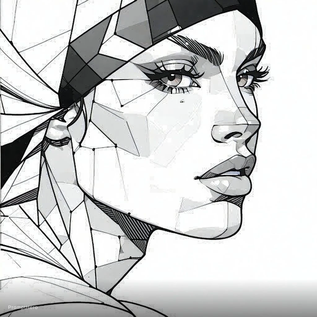 Woman Drawing Line Art