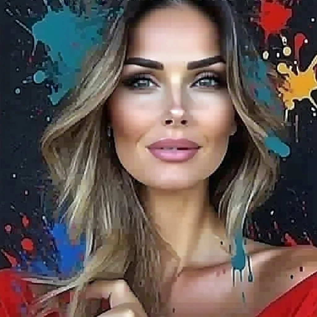 Woman Red Dress Painting