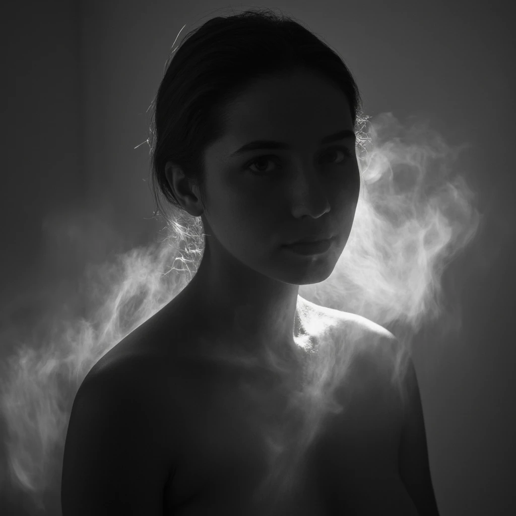 Woman Smoke Monochrome Portrait