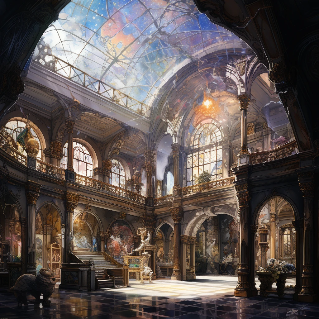 Fantasy Art Museum Watercolor