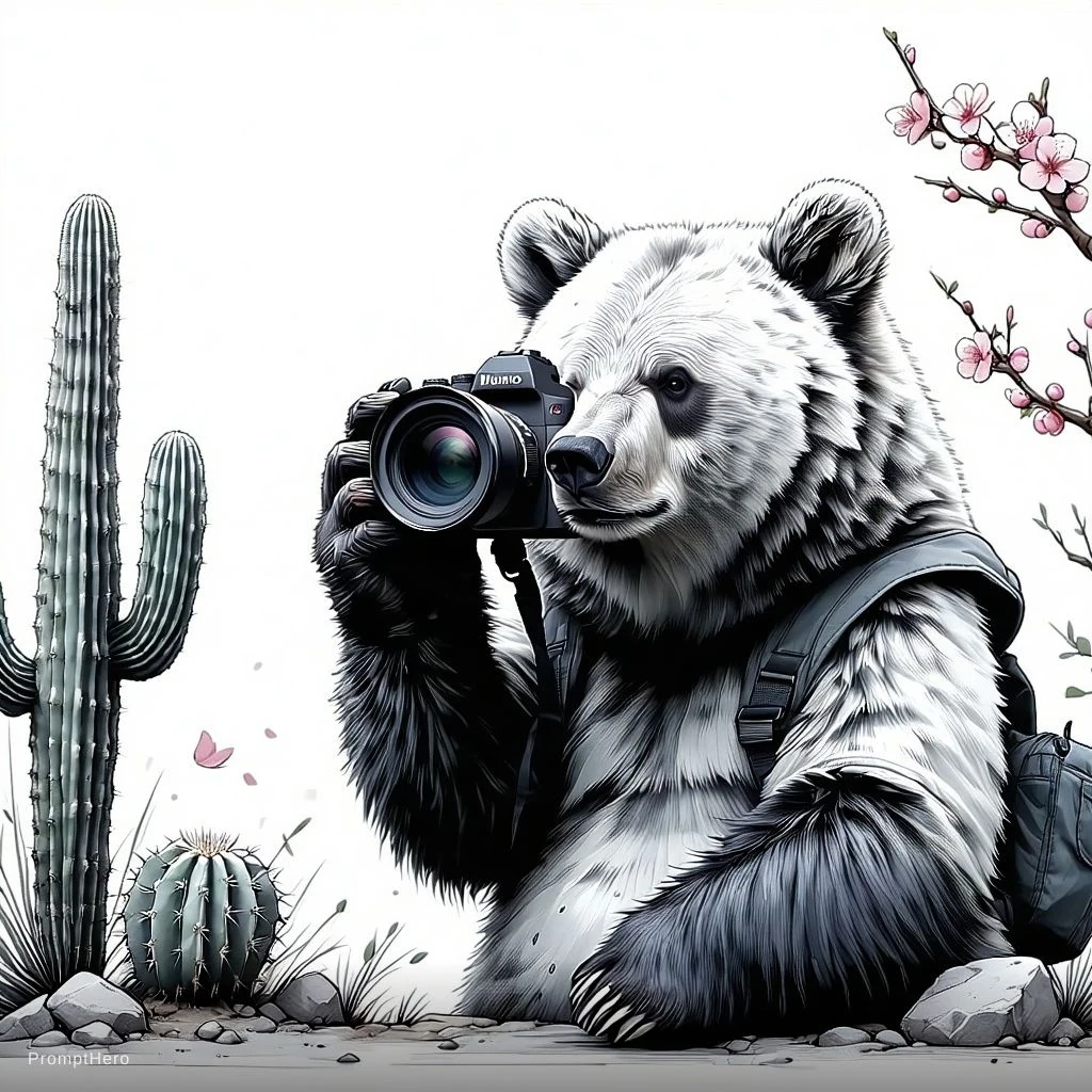 Bear Camera Line Drawing