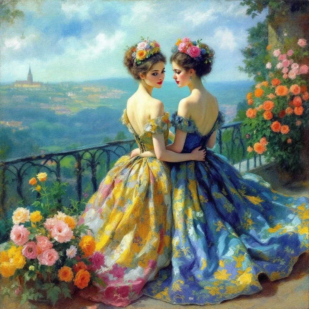 Sisters Terrace Renoir Painting