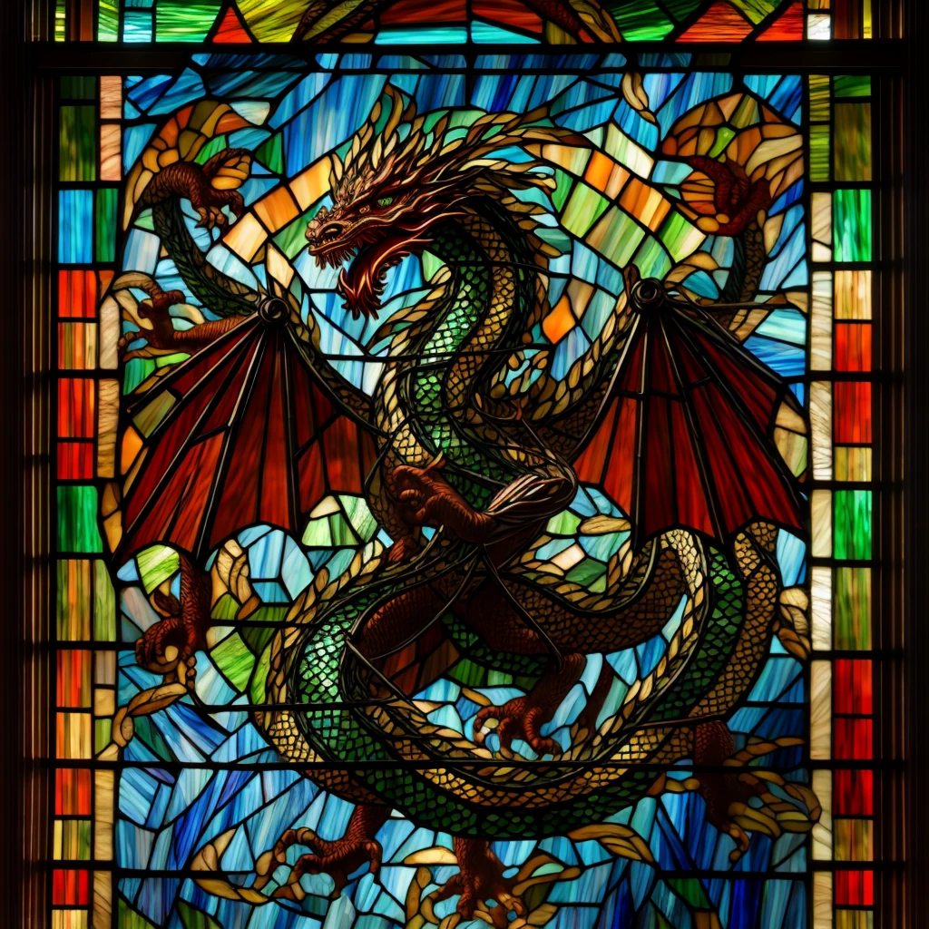 Chinese Dragon Stained Glass