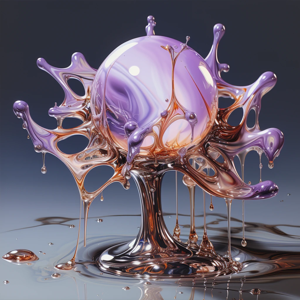 Surrealist Water Droplets Flower Melting