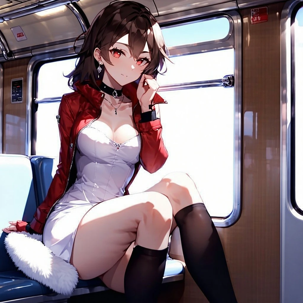 Anime Girl Momo Train Interior Outfit