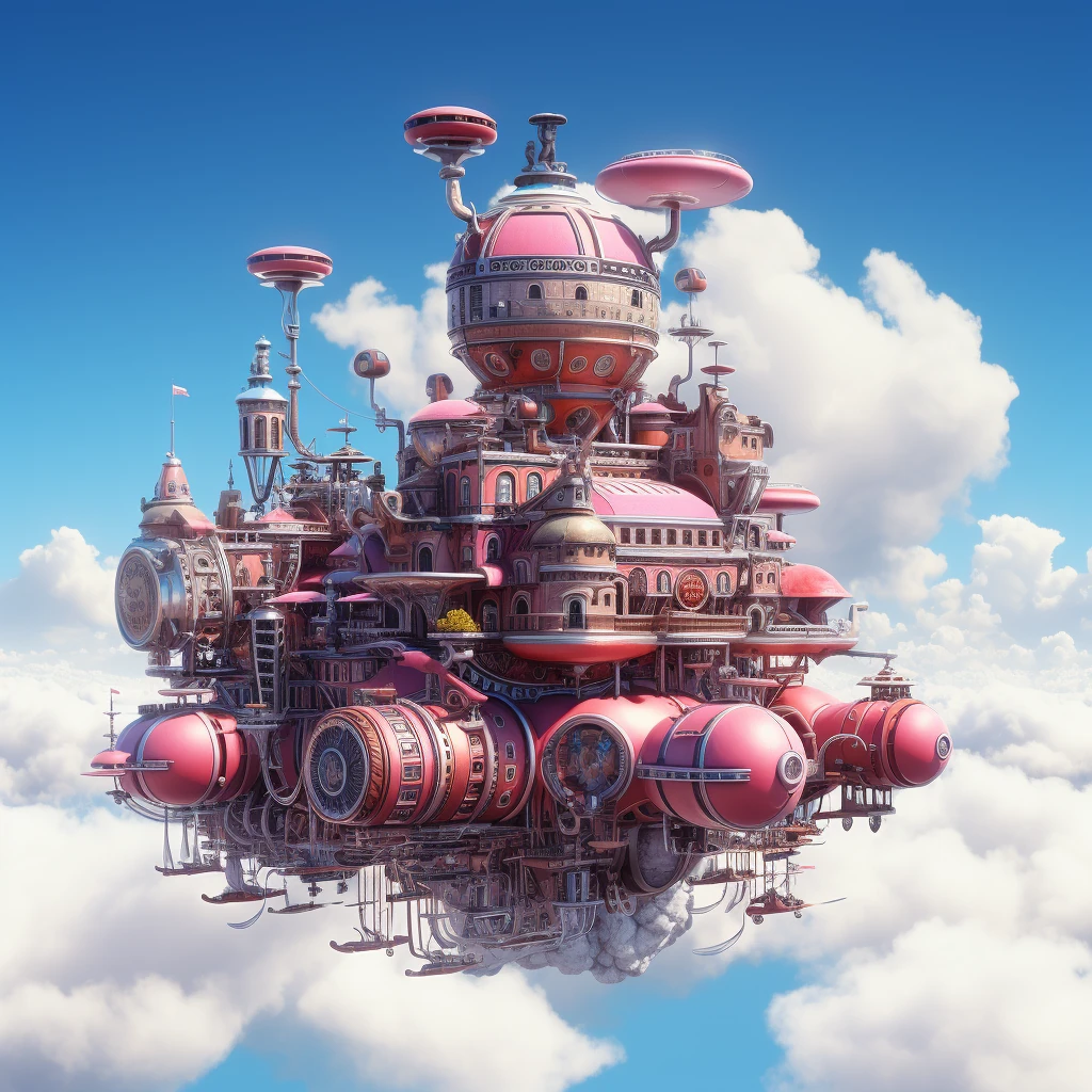 Floating Steampunk Structure Clouds
