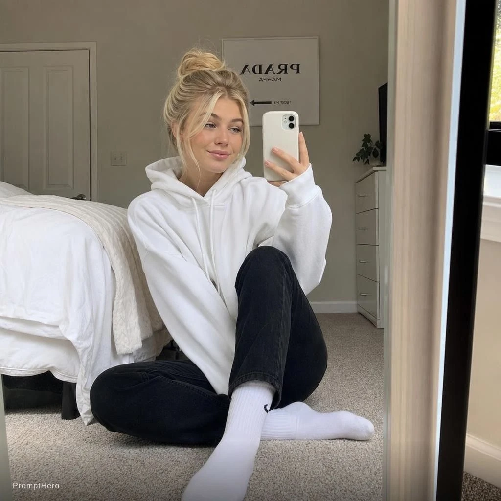 Blonde Girl Hoodie Black Jeans