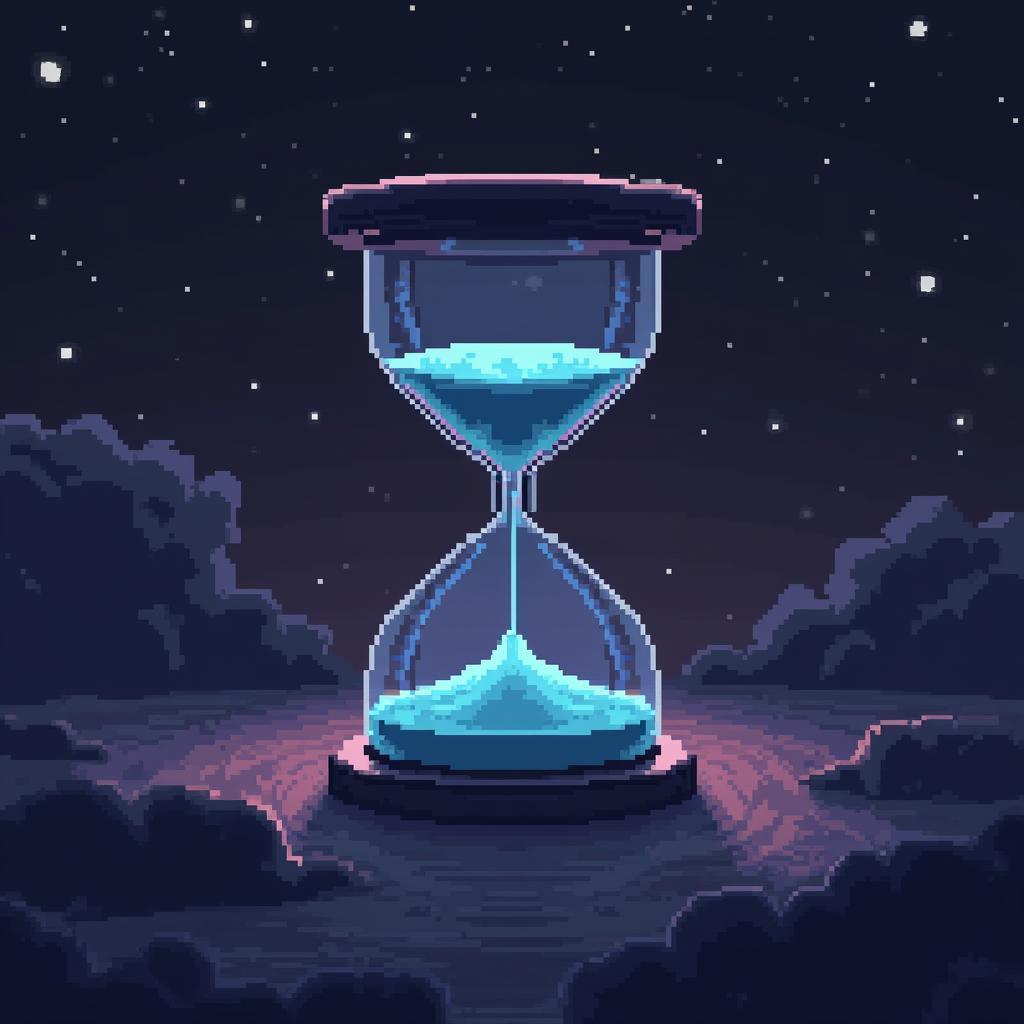 Looping Pixel Hourglass Adrift in the Void