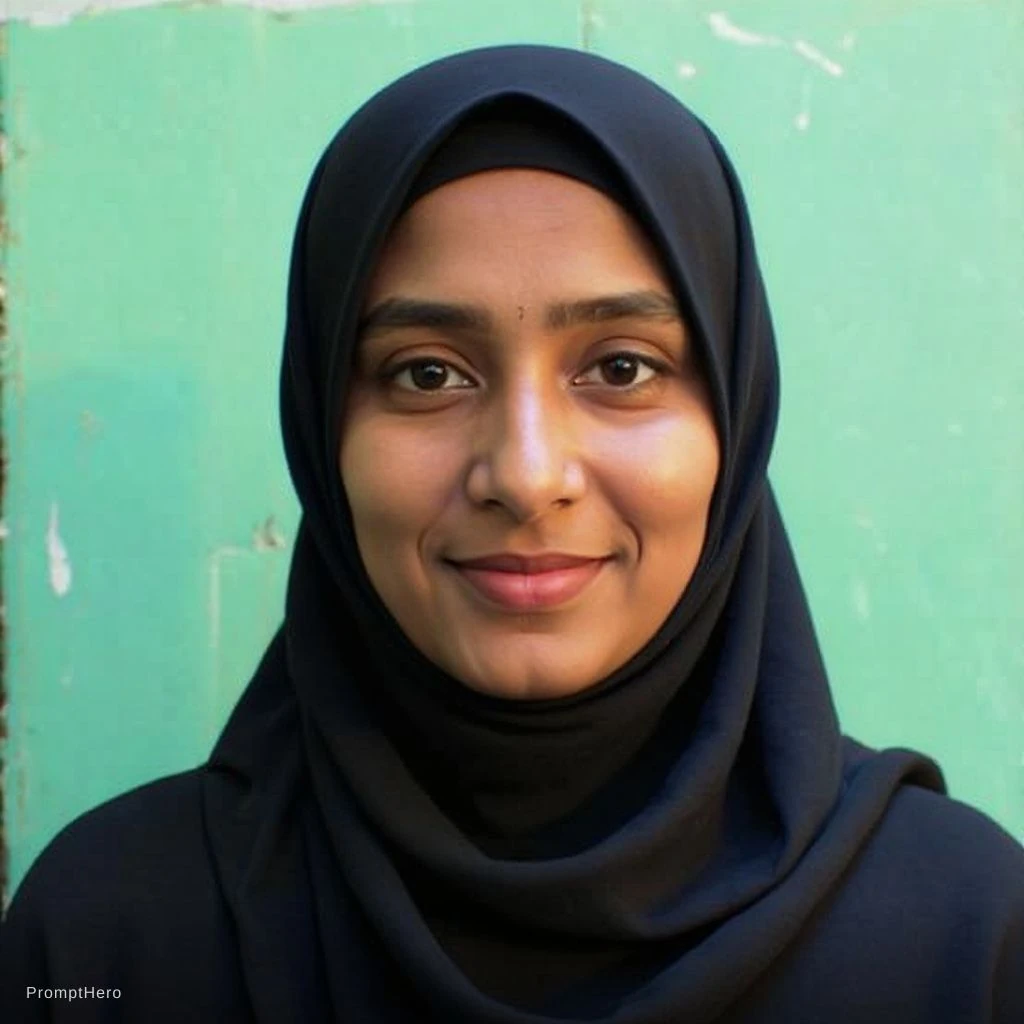 Indian Muslim Woman Hijab Smiling