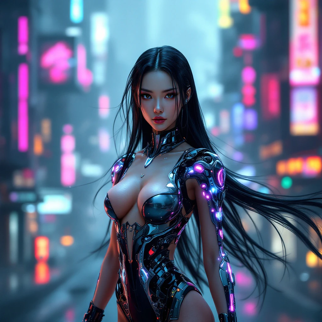 Cybernetic Asian Woman Biomechanical Wings