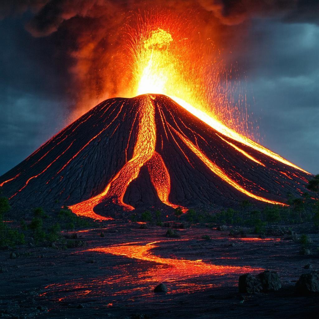 Lava Pouring Down a Doomed Volcano