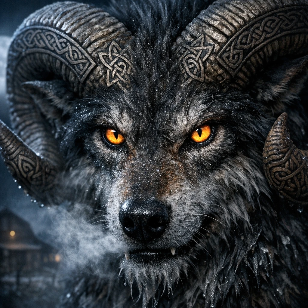 Wolf Goat Creature Glowing Eyes