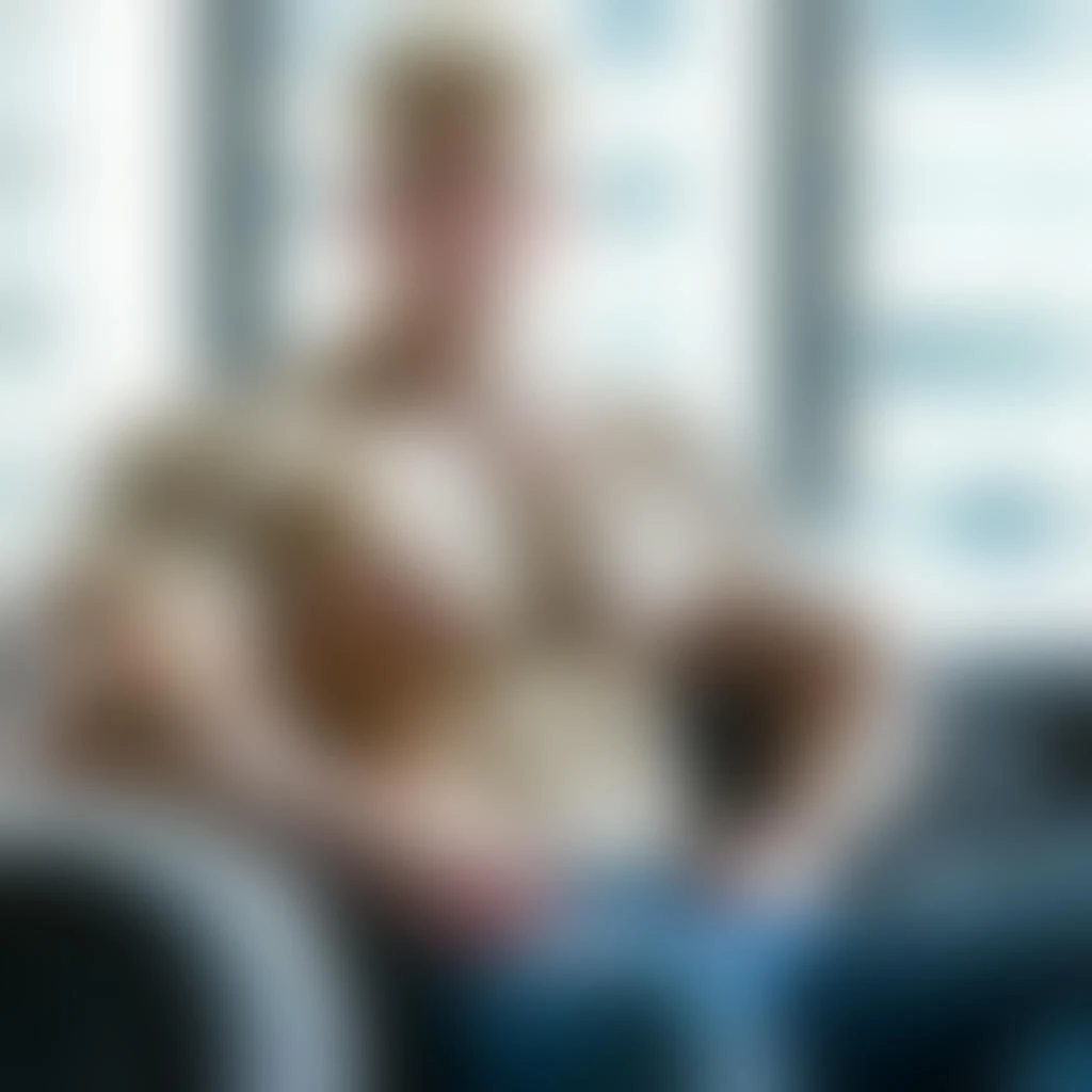 Bodybuilder Male Office Sofa Portrait