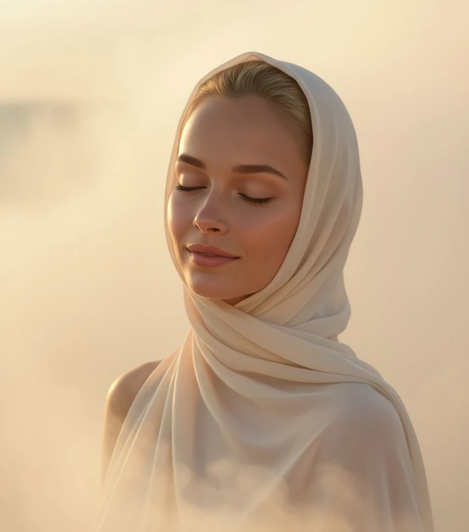 Woman Portrait Chiffon Wrap Fog