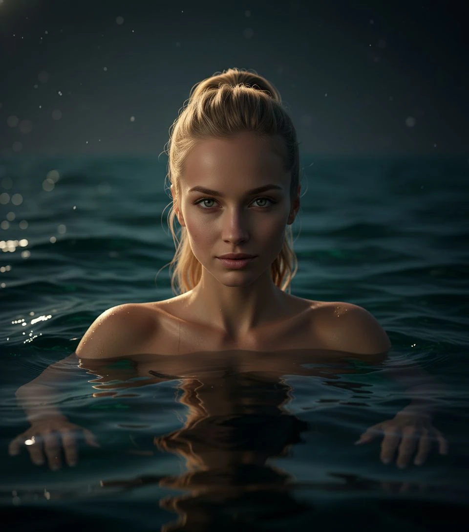 Man Ocean Submerged Portrait