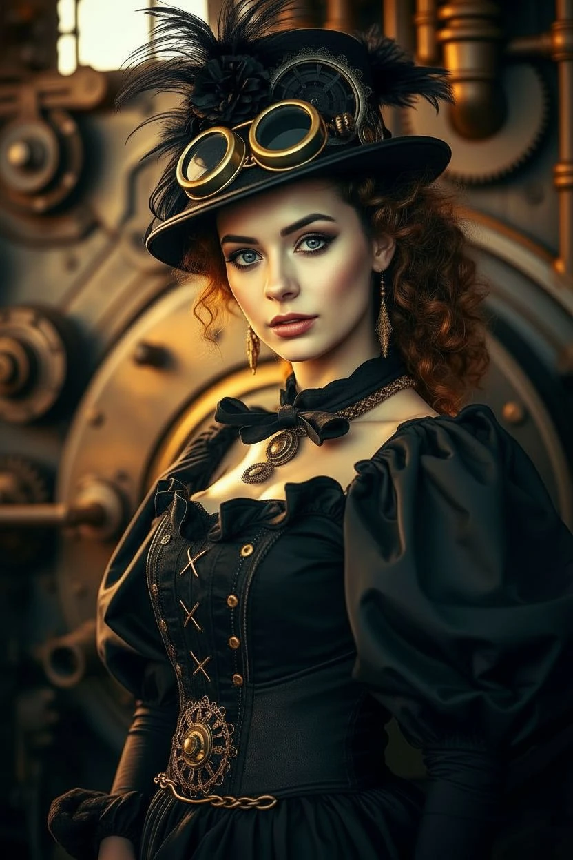 Steampunk Time Traveler Portrait Gears