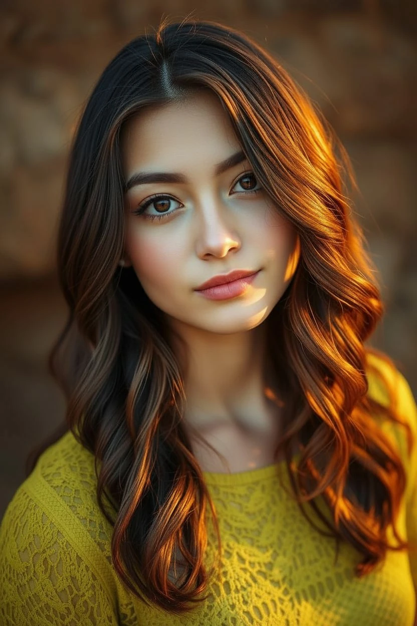 Woman Lace Blouse Golden Hour