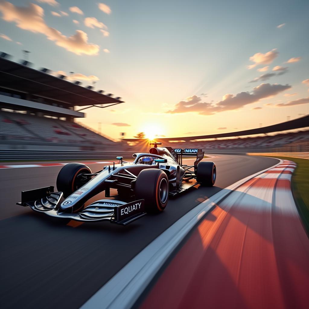 Silver Formula One Car Blazing Through Silverstone