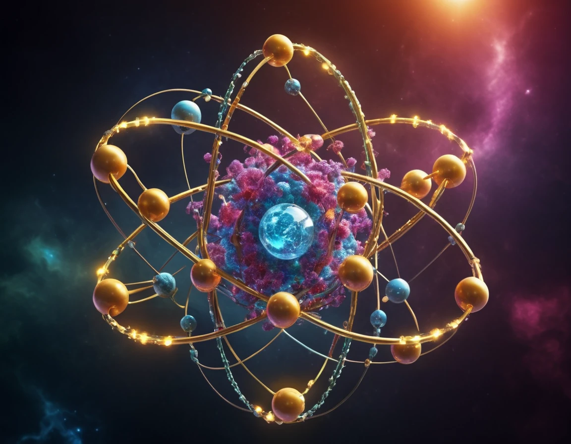 Atom Nucleus Electrons Futuristic Science