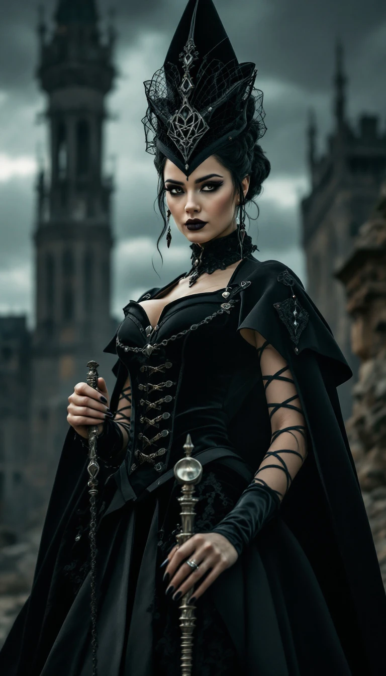 Woman Gothic Gown Scepter Portrait