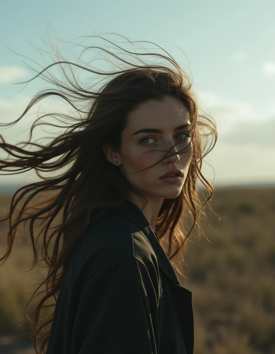 Woman Wild Hair Windy Day