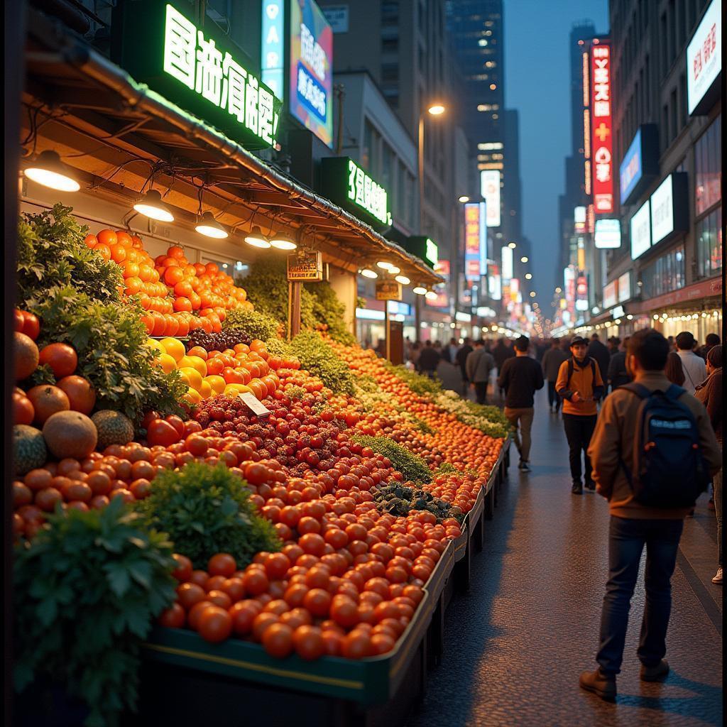 Neon Produce Mountain Glowing at Golden Hour