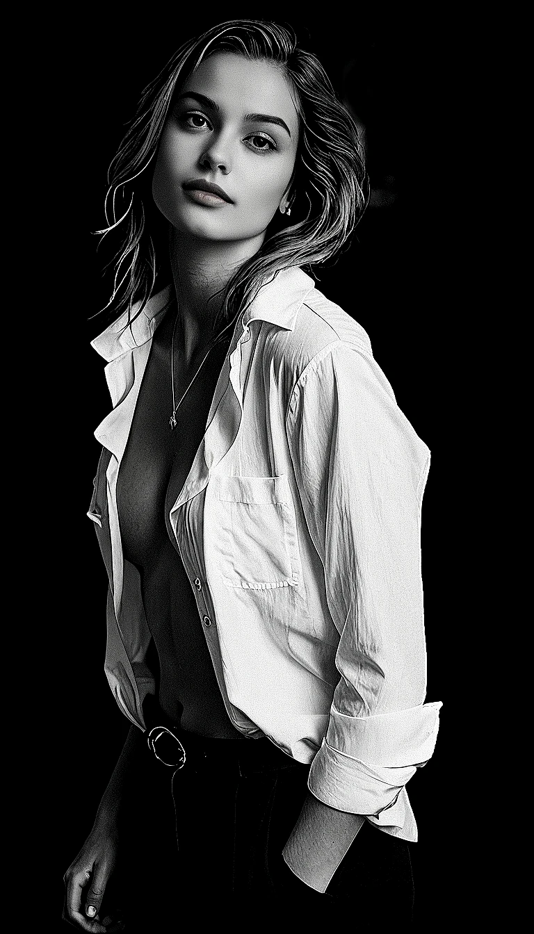 Woman Black Makeup Dark White Image Medium-length