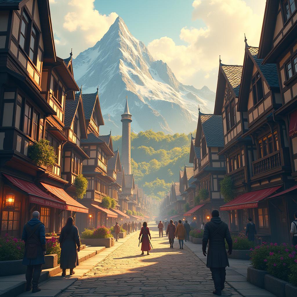 Whiterun City Reimagined as Anime Key Visual