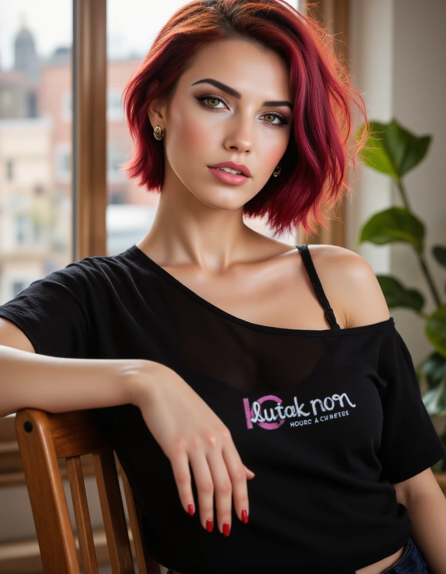 Woman Pink Hair Drawing Vibrant Short Streak