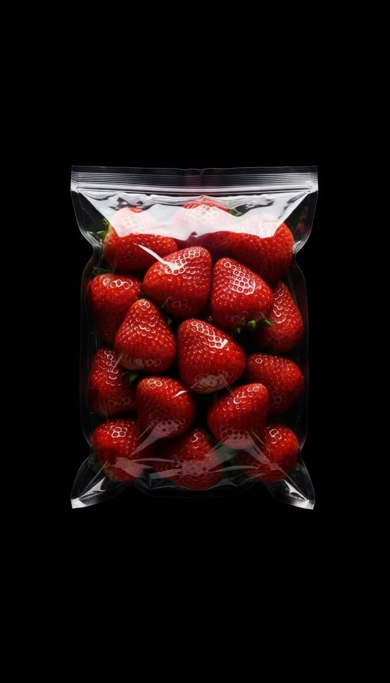 Black Photograph Vacuum-sealed Fresh Strawbery Studio