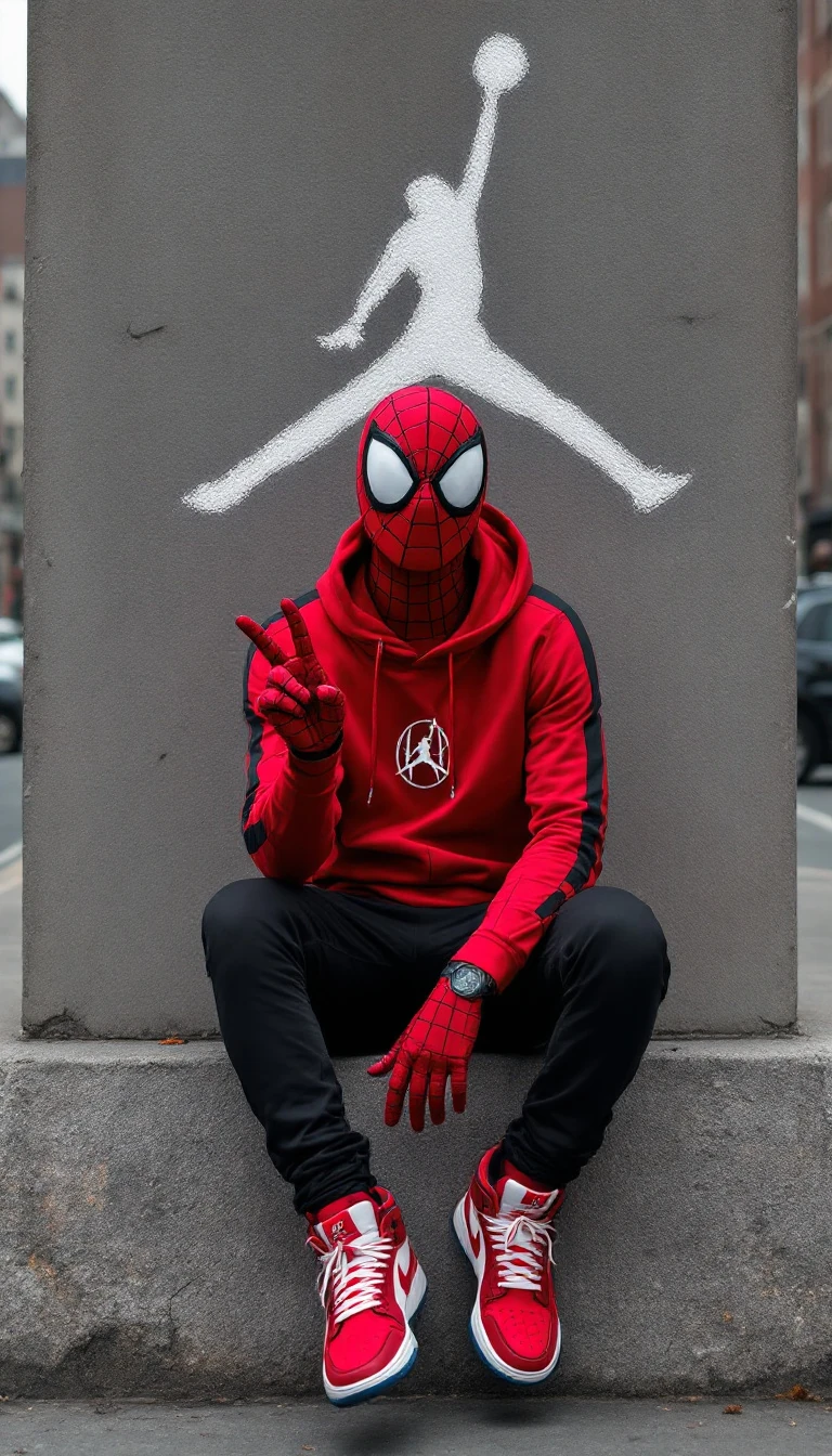Person Red Street Dressed Miles Morales Spider-man