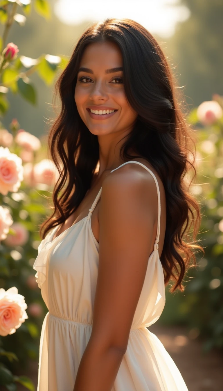 Woman Brown Hair Garden Portrait Dark Beautiful
