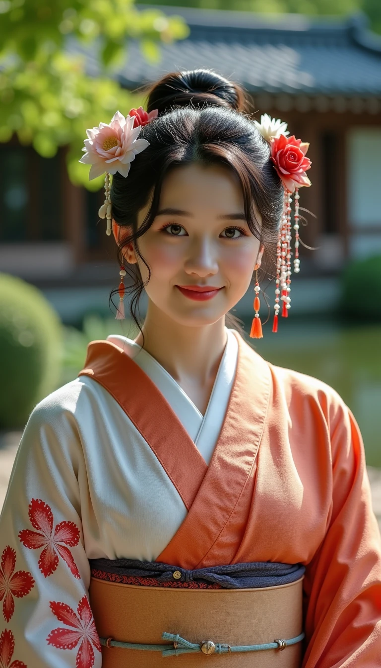 Woman Orange Hair Garden Elegant Soft White